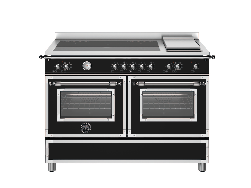 120 cm induction top + griddle, electric double oven - Nero Matt